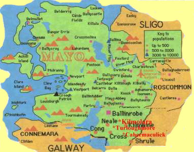 Villages in Red Map of County Mayo